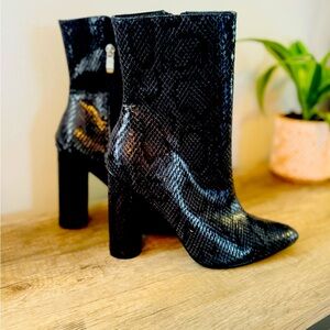 Snakeskin Black Booties